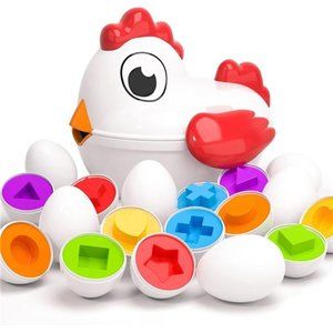 TEMI Toddler Chicken Easter Eggs Toys - Color Matching with 6 Toy Eggs for Kid